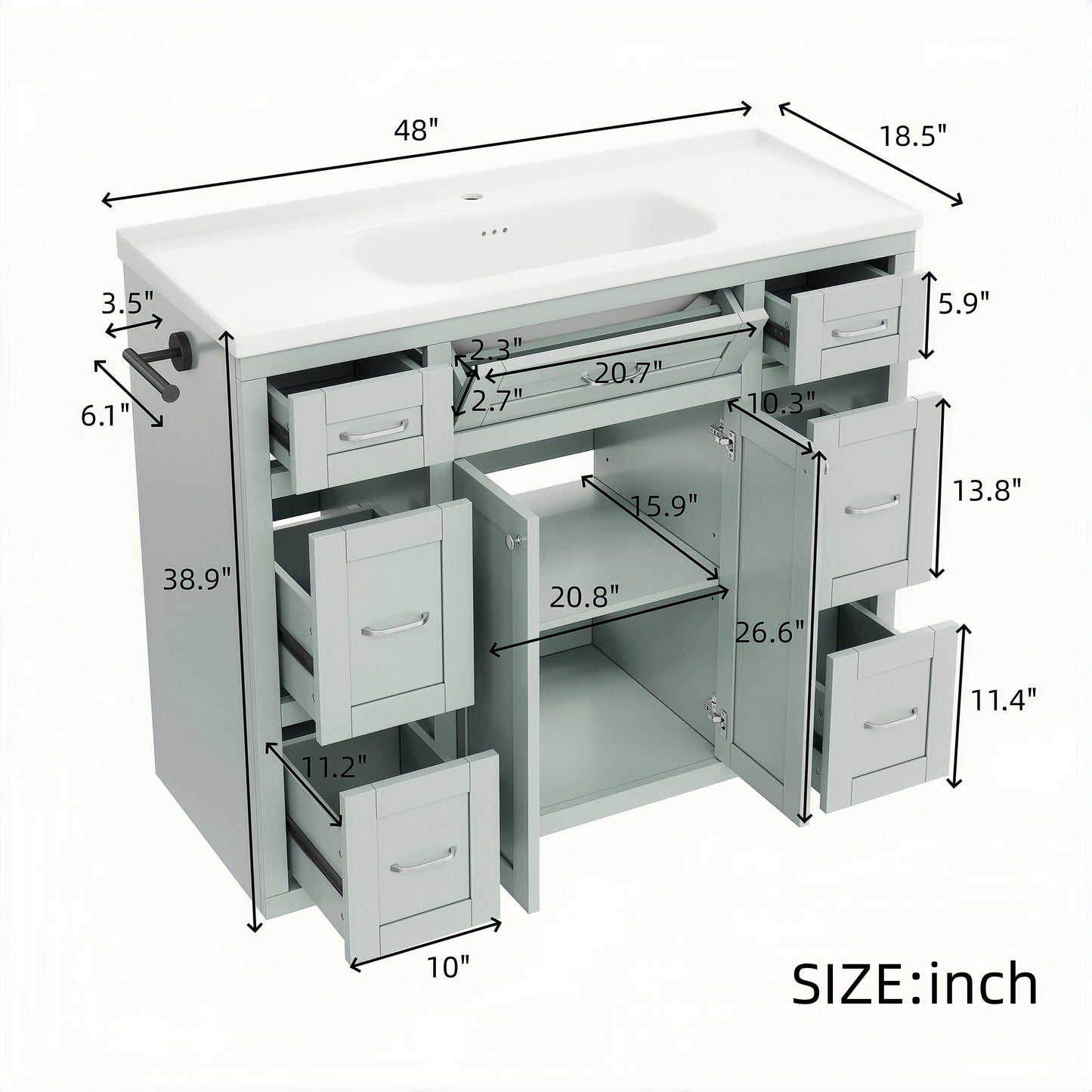 48" Mint Green Bathroom Vanity