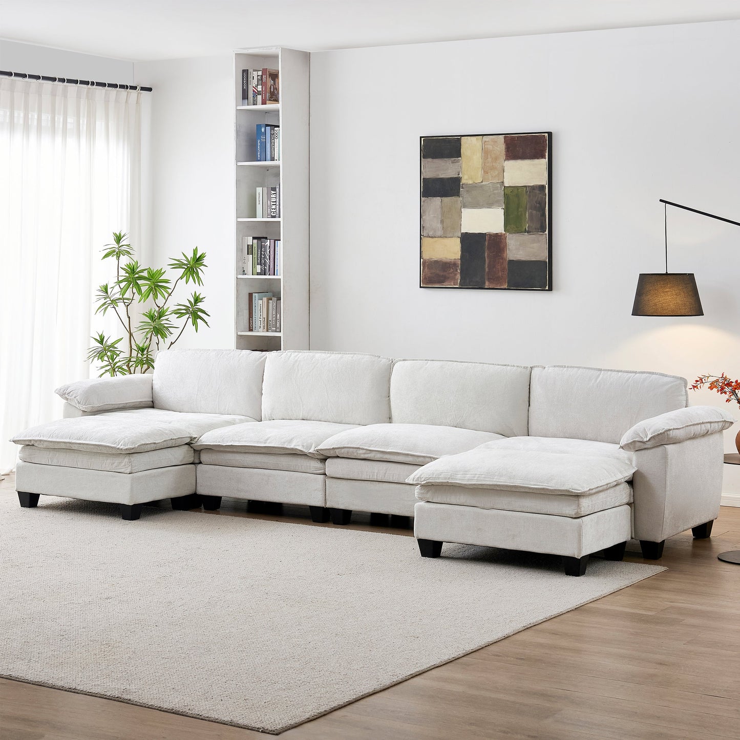 Luxury U Shape Sofa with Two Ottomans
