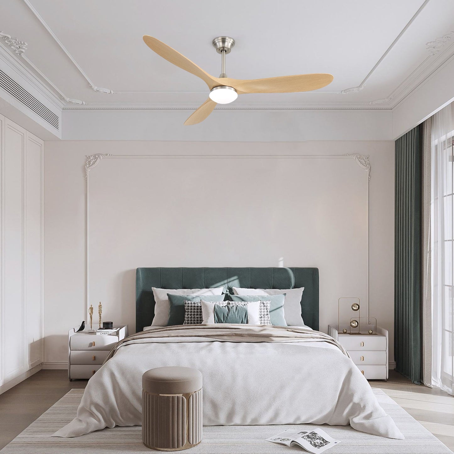 60 Inch Smart Ceiling Fan with Light Dimmable LED