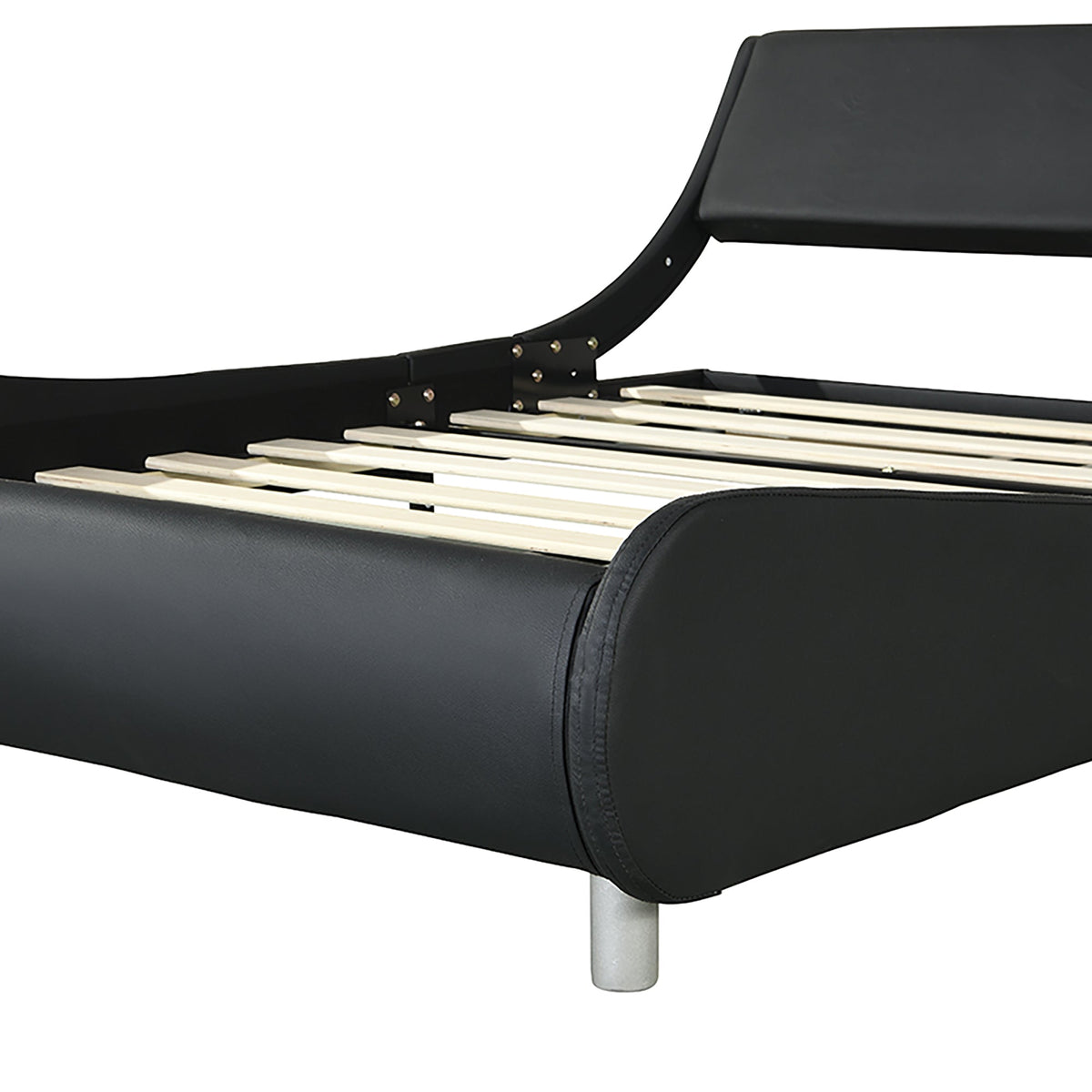 Faux Leather Upholstered Platform Bed Frame with LED Lighting