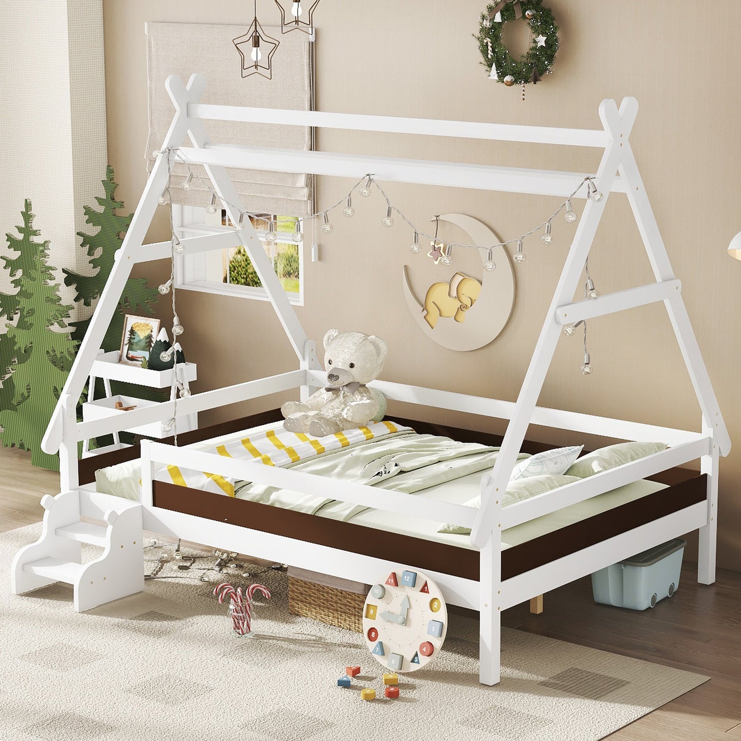 Full House Platform Bed with Stairs