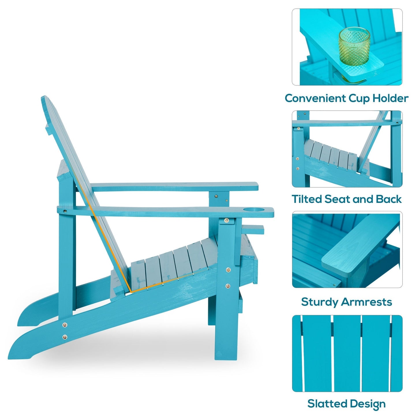 Classic Wood Adirondack Chair with Cupholder