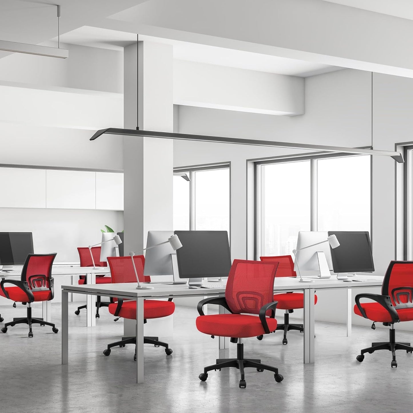Ergonomic Red Mesh Office Chair With Lumbar Support