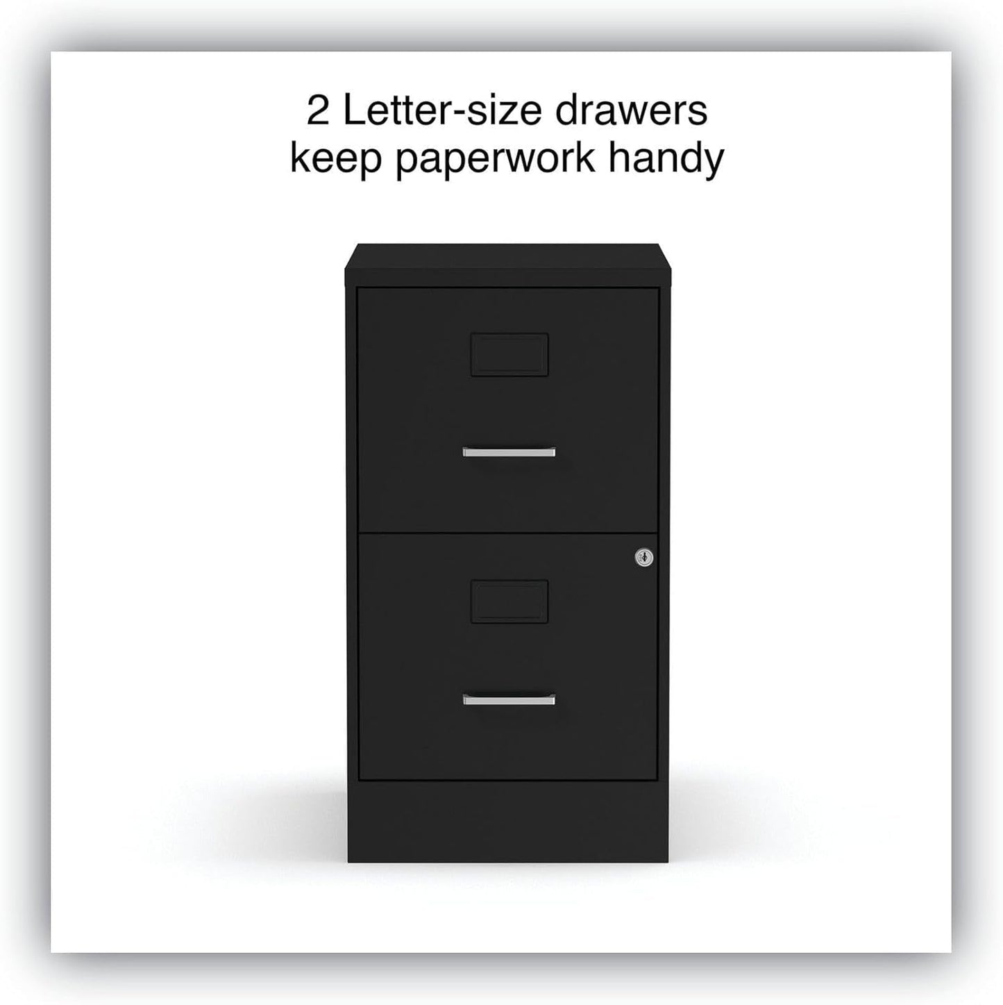 Soho Two Drawer Vertical Letter File Cabinet Black With Key Lock 14 x 18 x 24.1 In