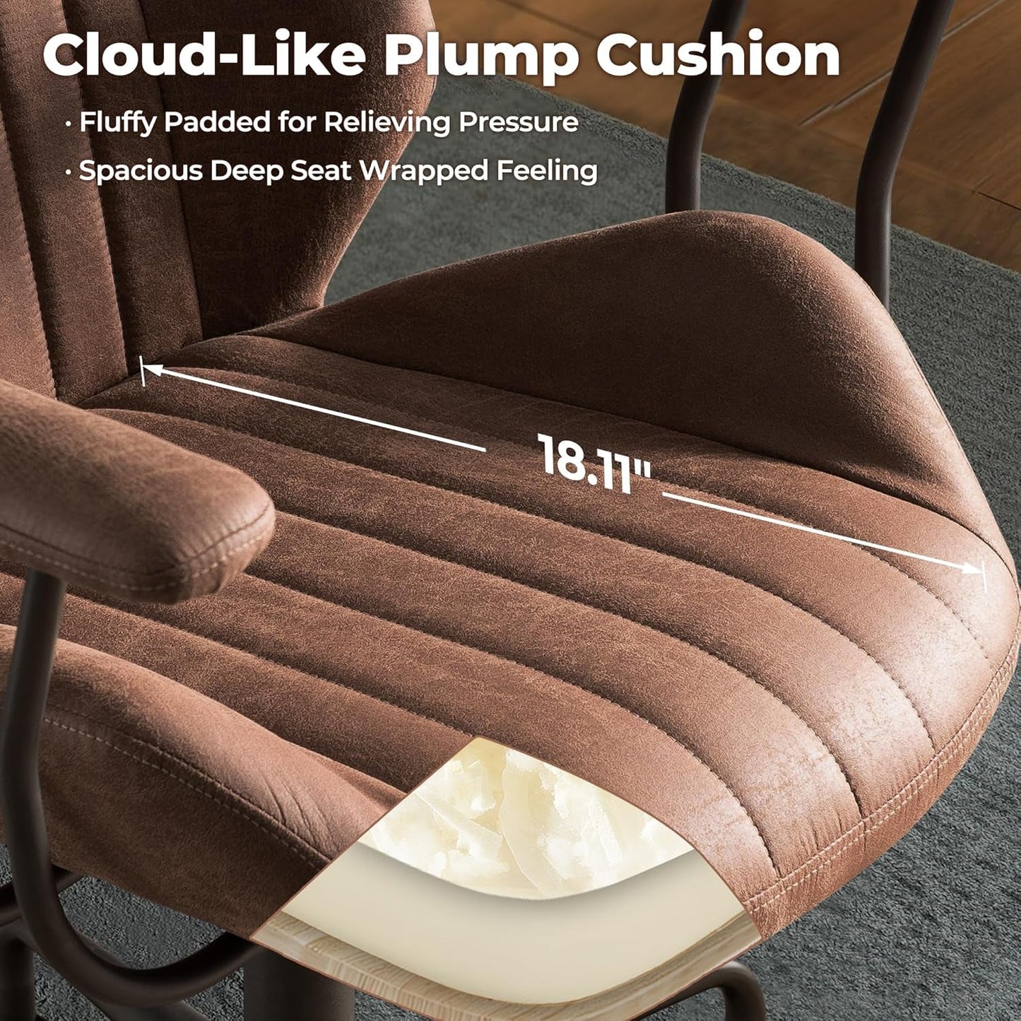 Ergonomic Leather Office Chair Dark Brown Mid Century Modern