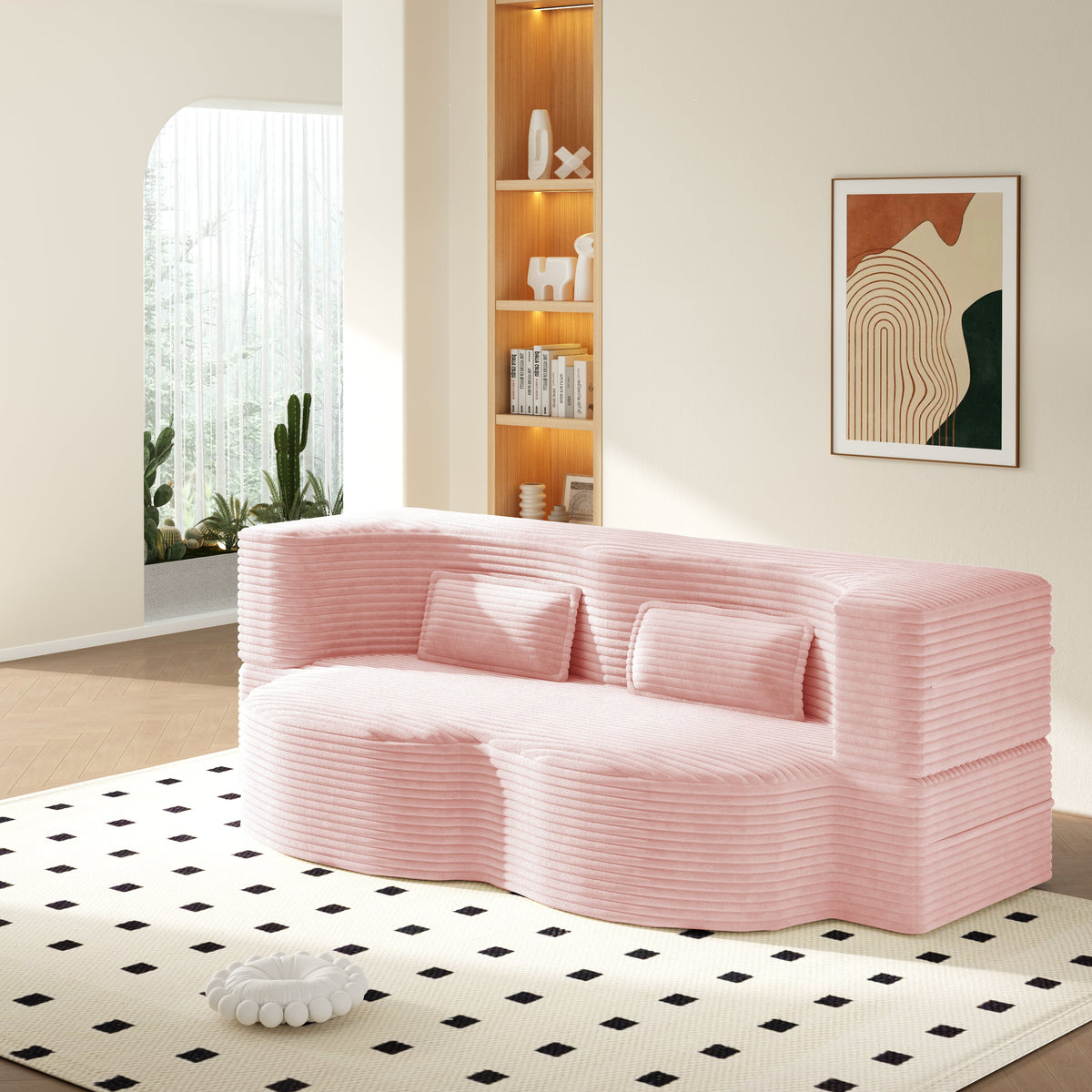 Modern Floor Sofa with 2 Pillows