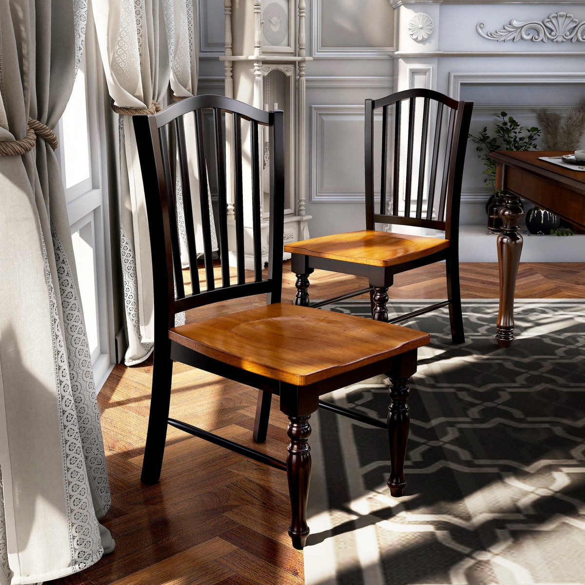 Simple Elegant Dining Side Chairs 2pc Set