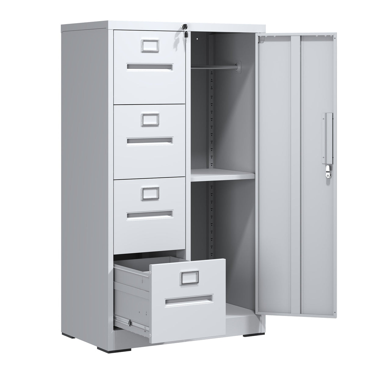 Metal Storage Vertical Filing Cabinet with Lock - White