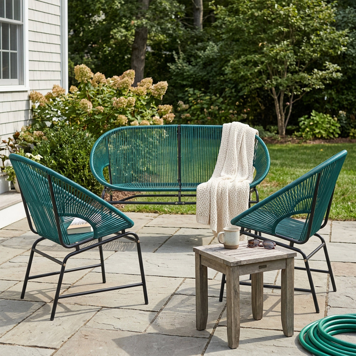 Nusa Outdoor Patio Wicker 3-Pcs Chat Set