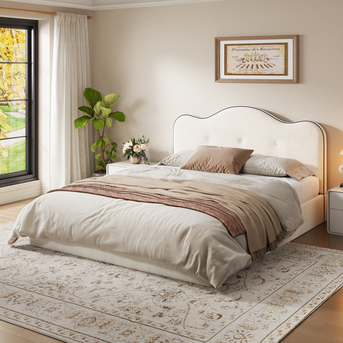 King Size Upholstered Platform Bed