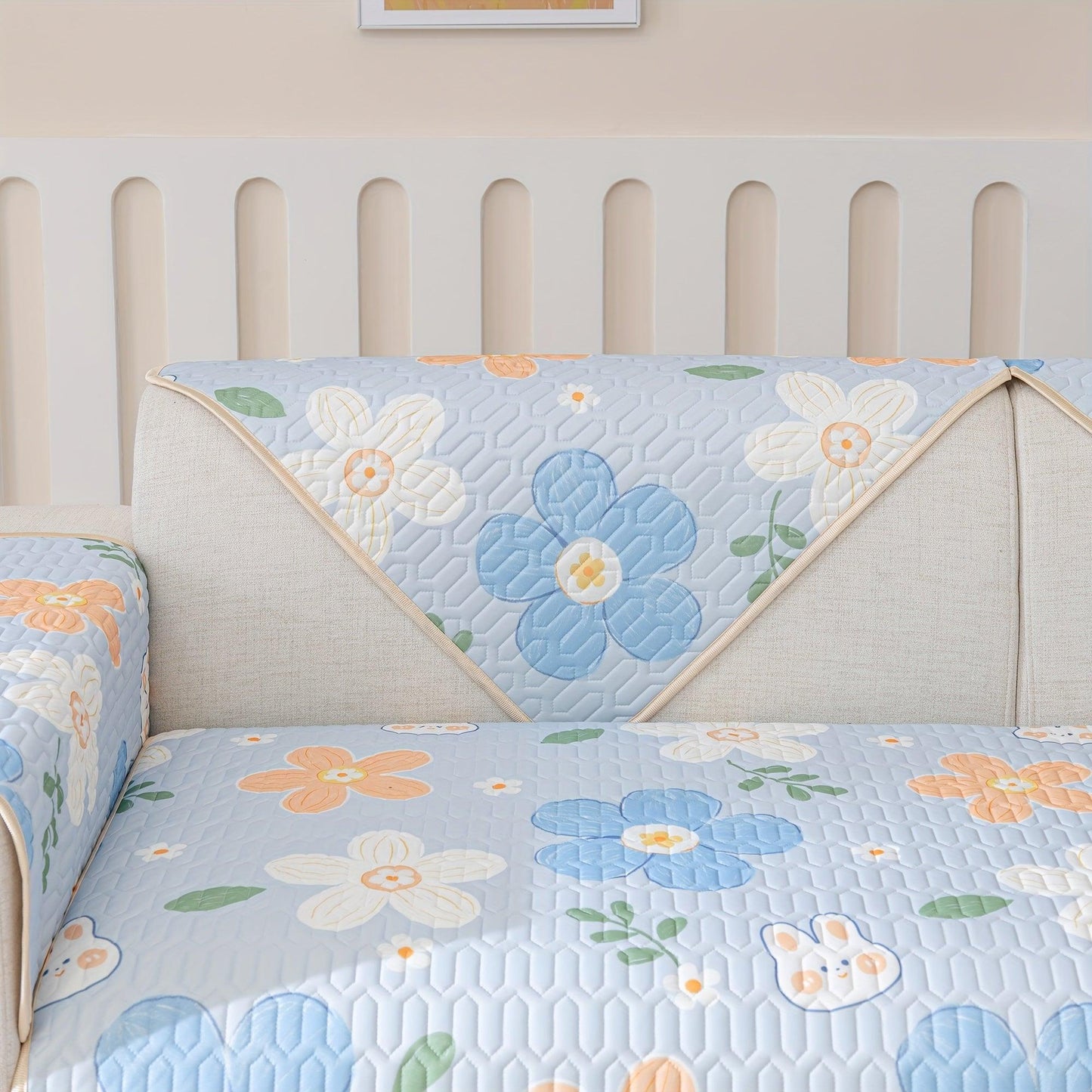 Boho Style Ice Silk Latex Sofa Cover Slipcover | Dog Hair Couch Cover