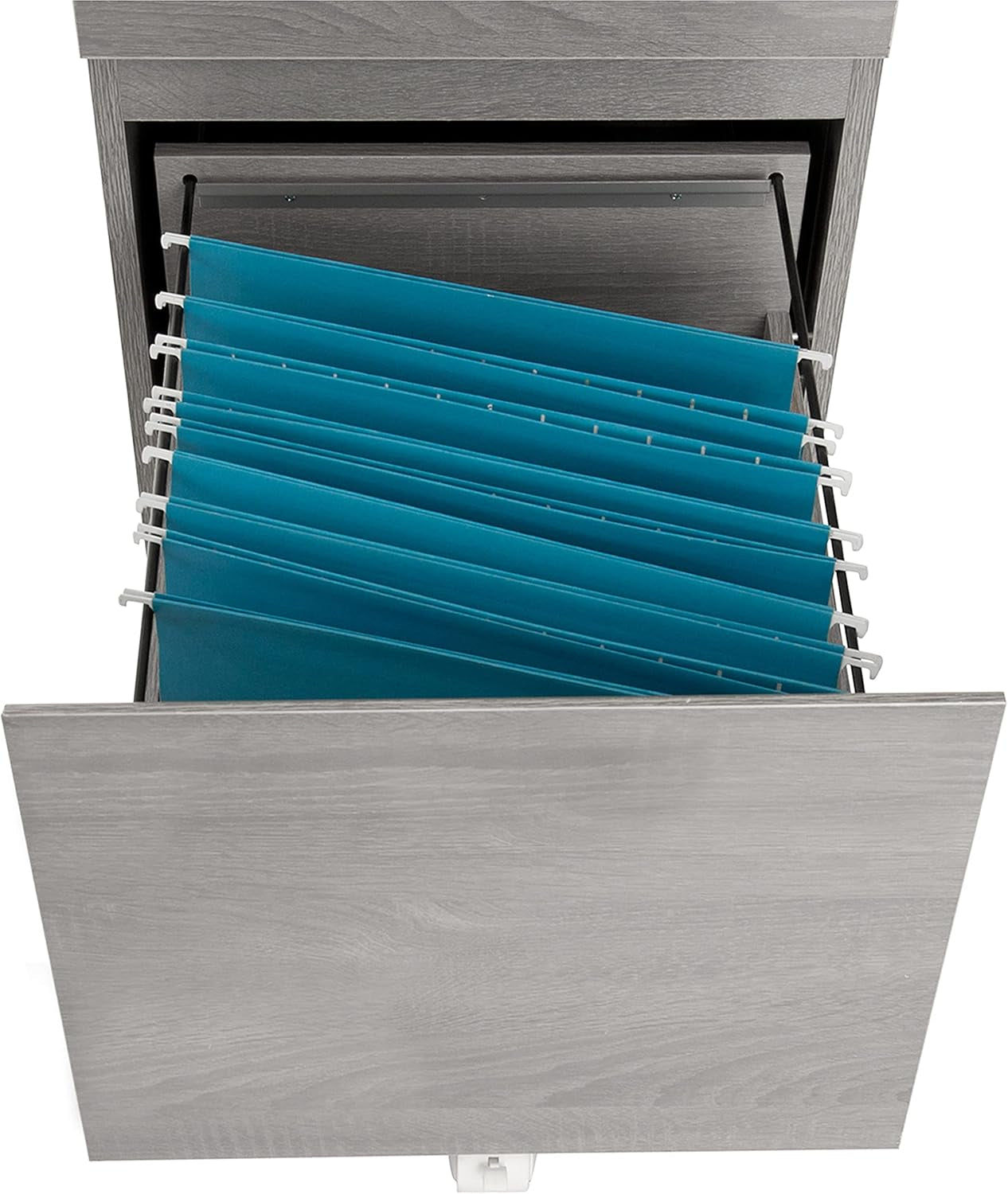 Grey Rolling Locking Two Drawer Vertical Filing Cabinet
