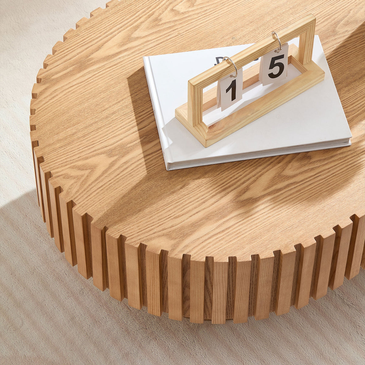 43.70 Inch Modern Handcraft Drum Coffee Table