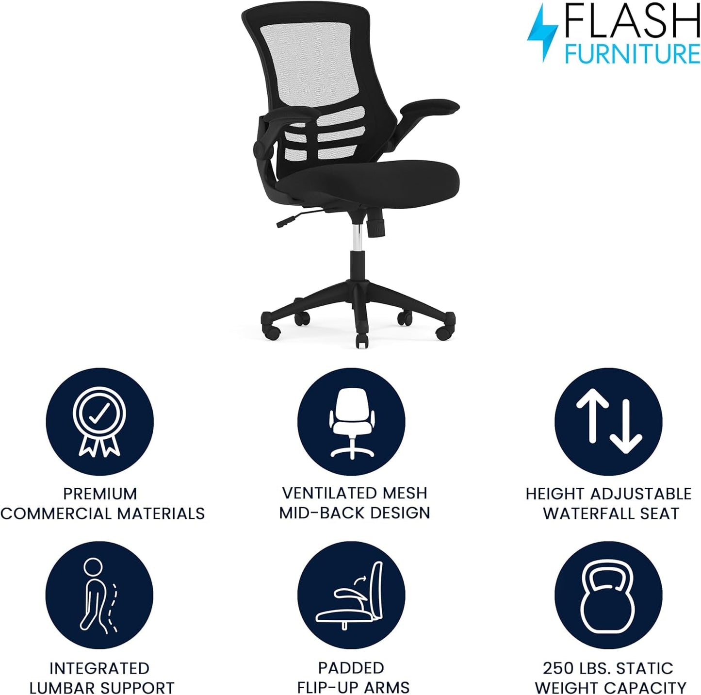 Mid Back Ergonomic Office Chair With Adjustable Height