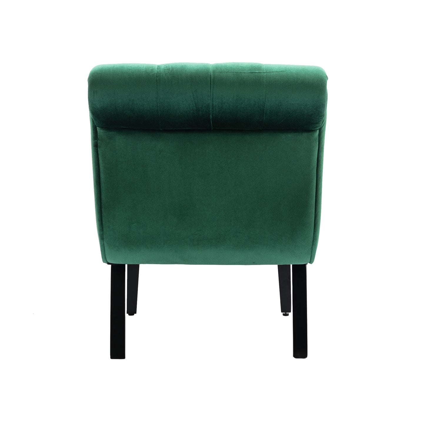 COOLMORE Modern Velvet Armless Accent Living Room Chair / Leisure Chair,Upholstered Fabric Button Comfortable Chair with Wooden Legs for Bedroom, Living Room, Office (Green Velvet)