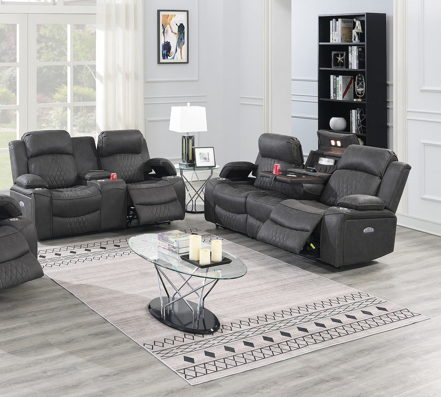 Modern Elegant Power Motion 2pc Living Room Set