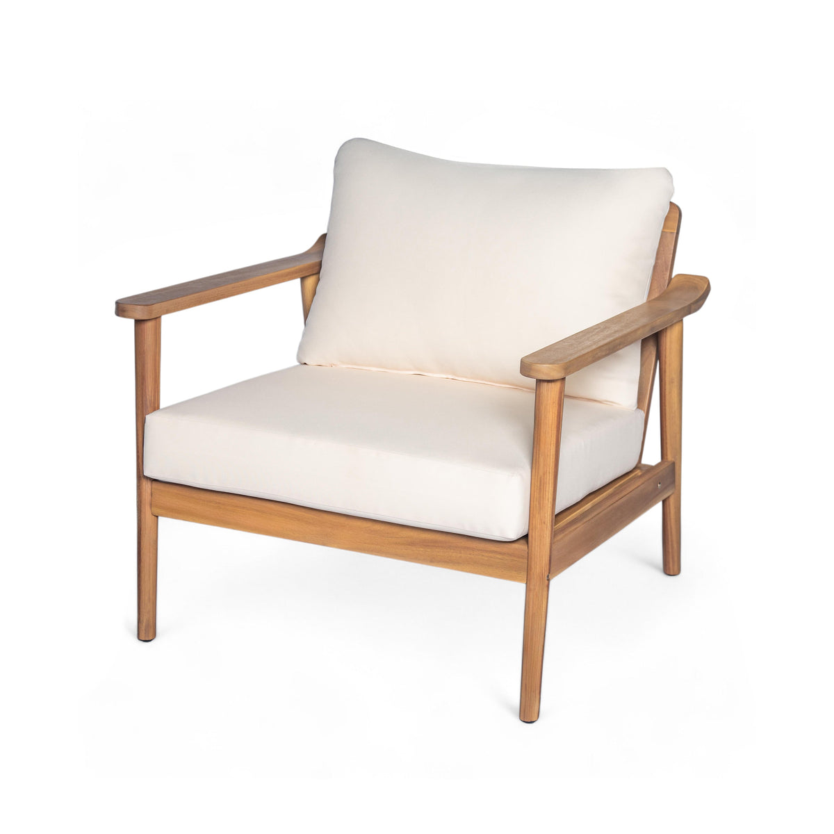 30.5" Mid-Century Modern Outdoor Lounge Chair with Cushions