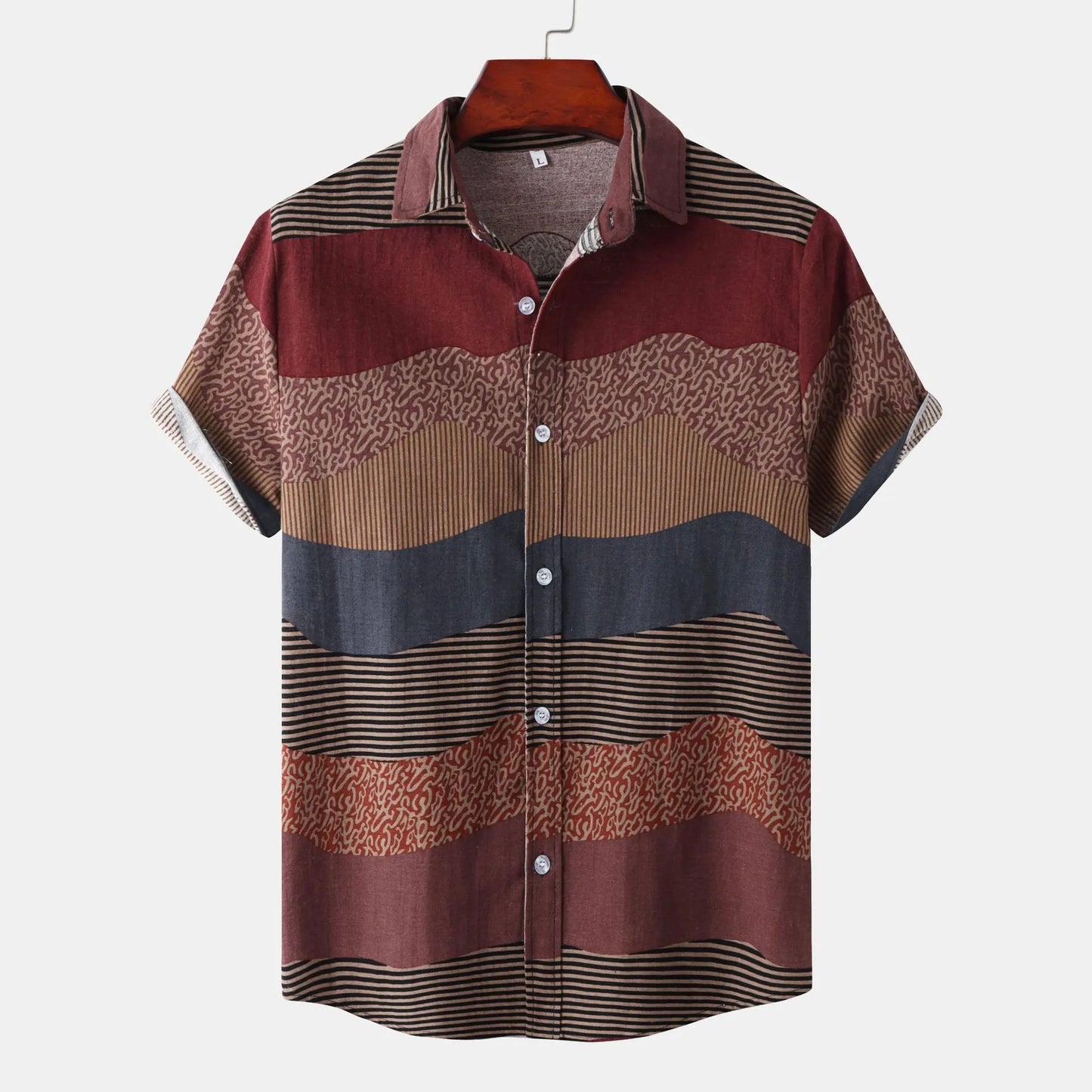 Color Block Short Sleeve Casual Shirt