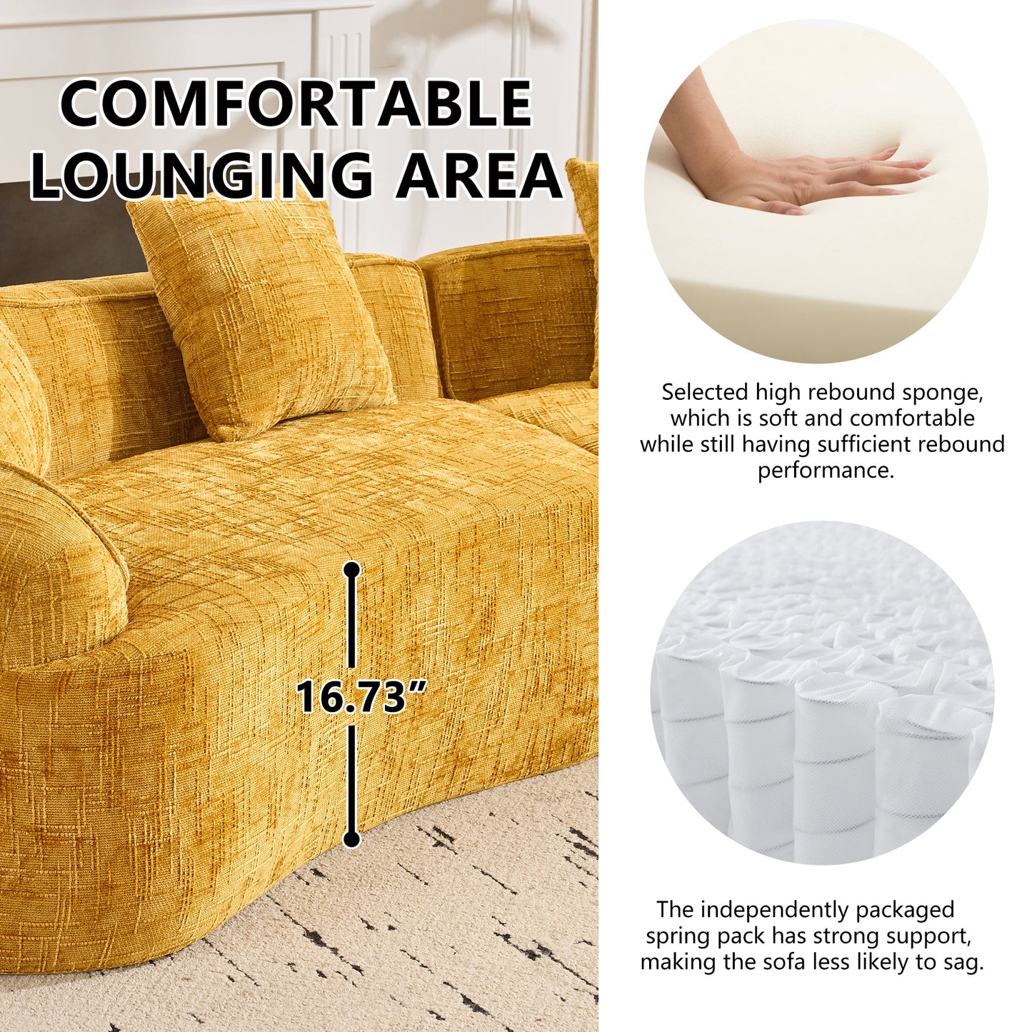 Yellow Curved Compressed Sofa - Creative Nordic-Style Design