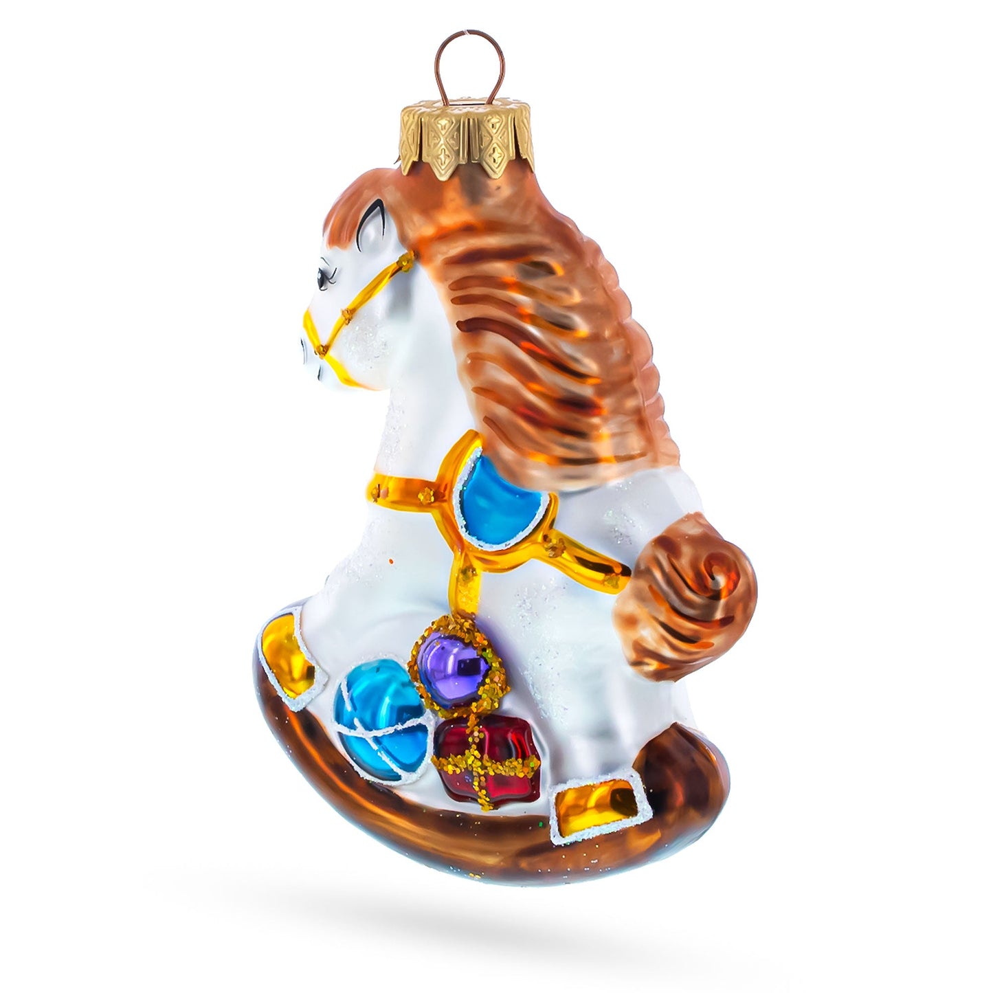 Vintage Style Rocking Horse Glass Christmas Ornament