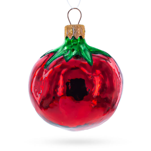 Red Tomato Mini Glass Christmas Ornament 2.8 Inches