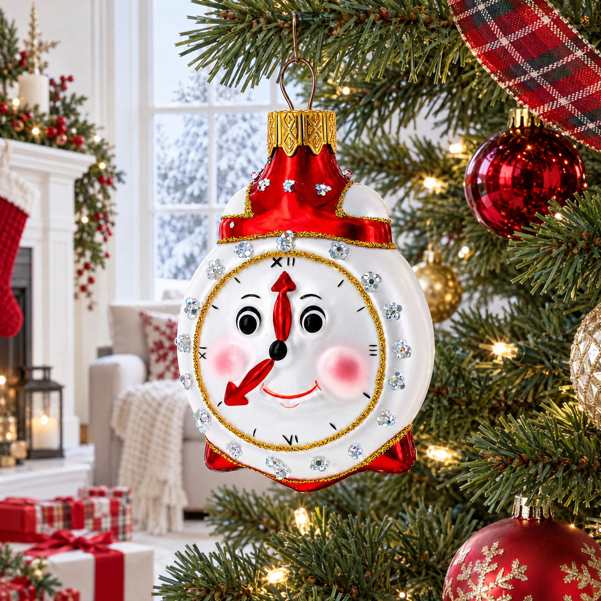 Smiling Face Alarm Clock Christmas Ornament