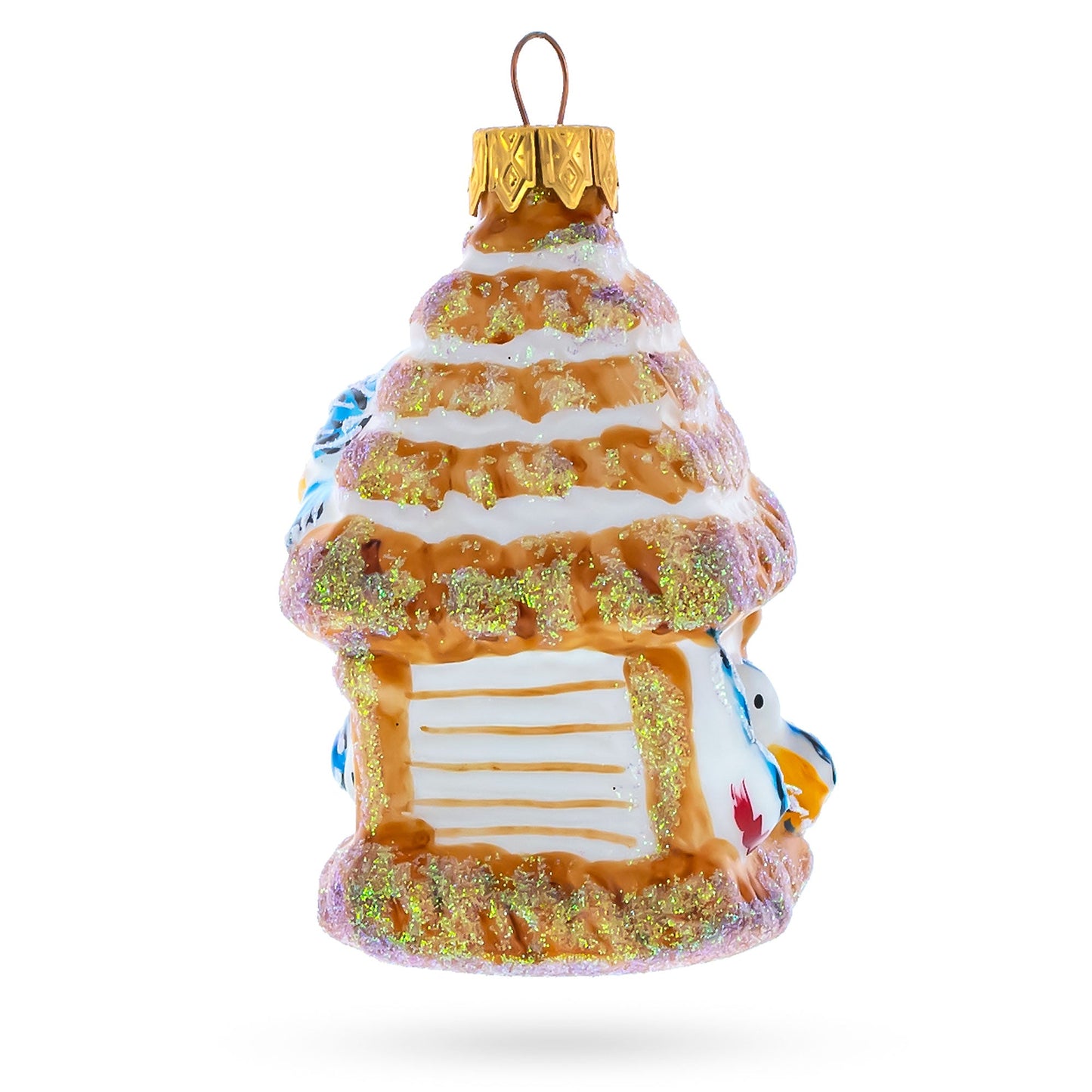 Birdhouse with Bluebirds Glass Christmas Ornament
