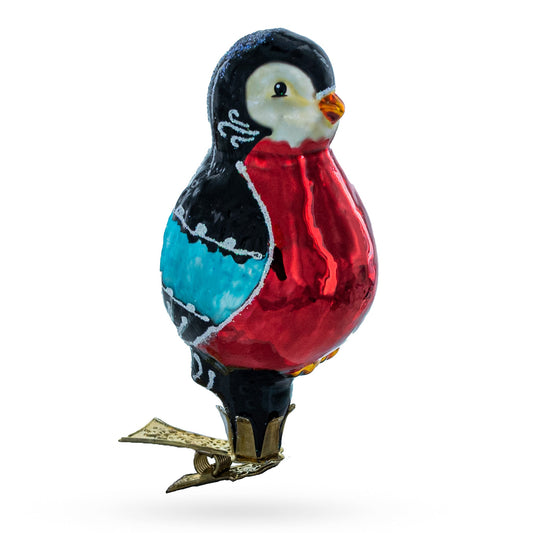 Red-Breasted Songbird Clip-on Glass Christmas Ornament