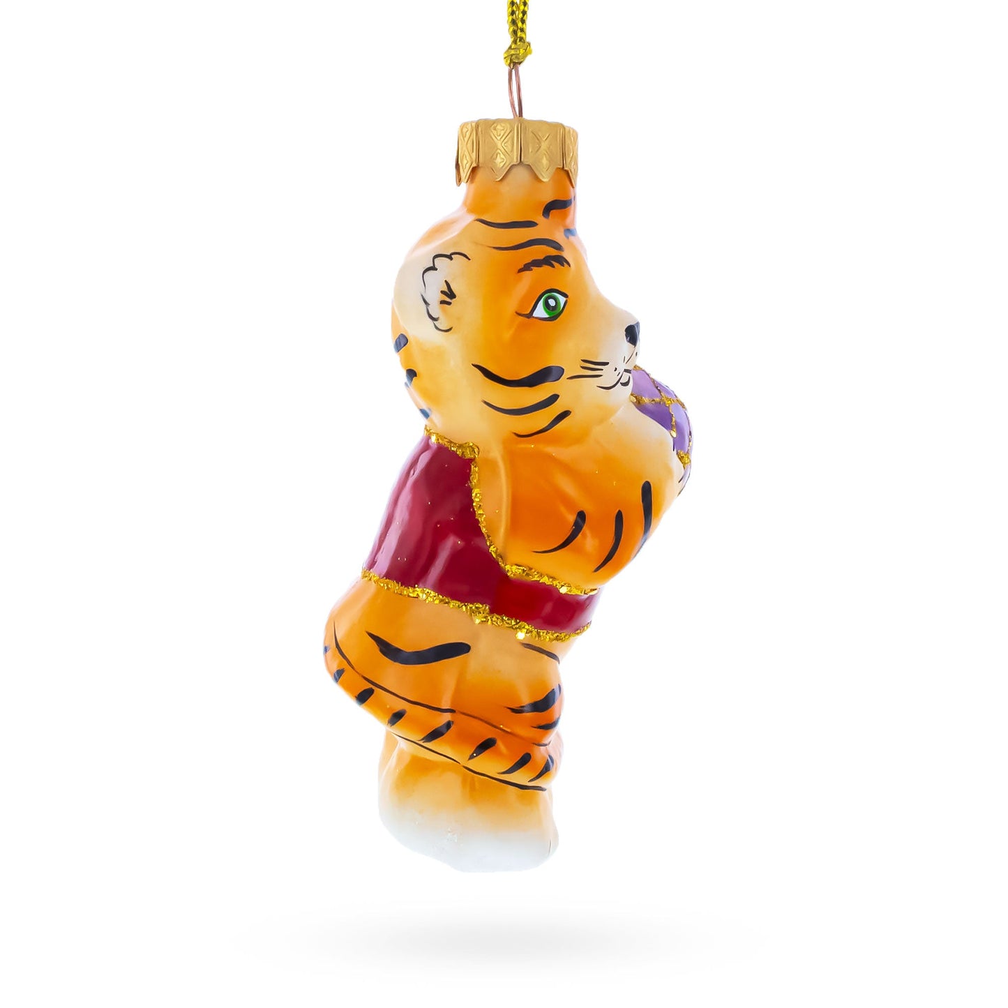 Tiger Cub with Ball Glass Christmas Ornament