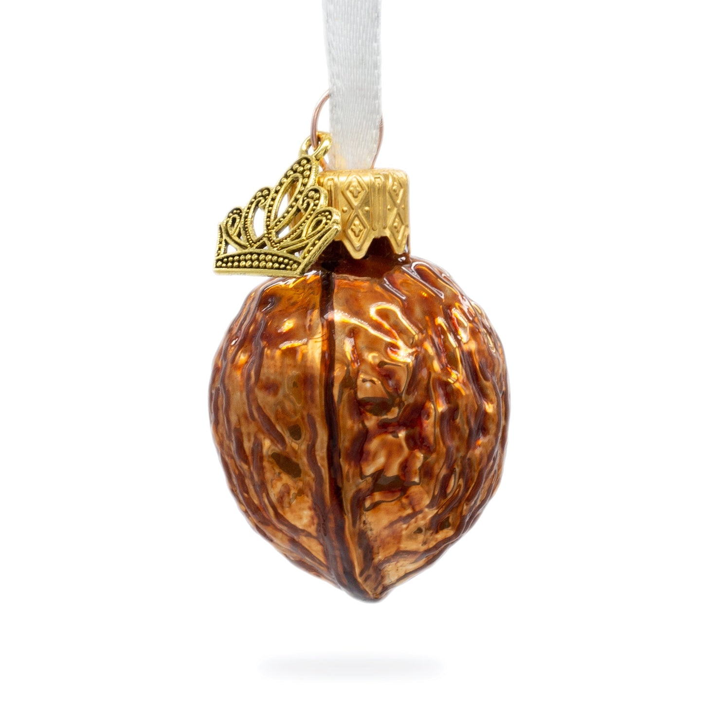 Shiny Walnut Mini Glass Christmas Ornament