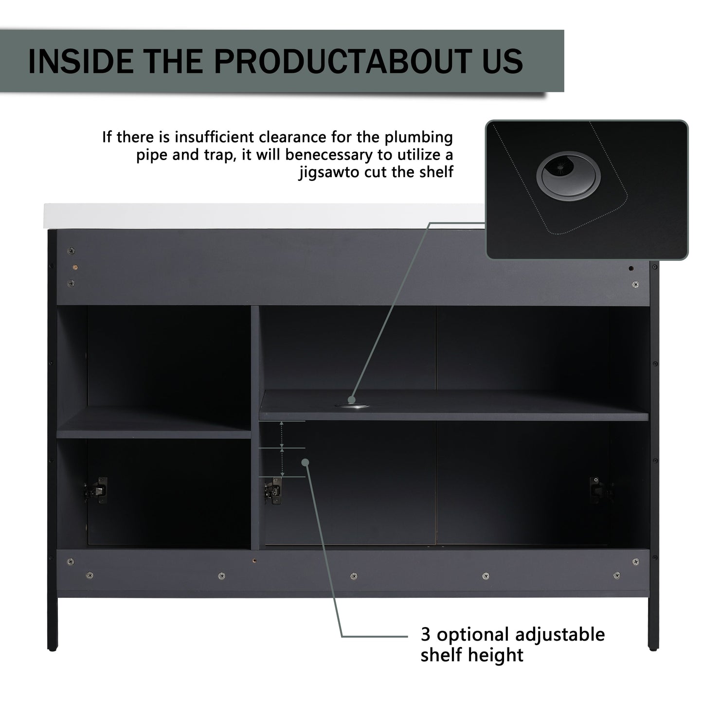 48" Freestanding Bathroom Vanity with Resin Sink
