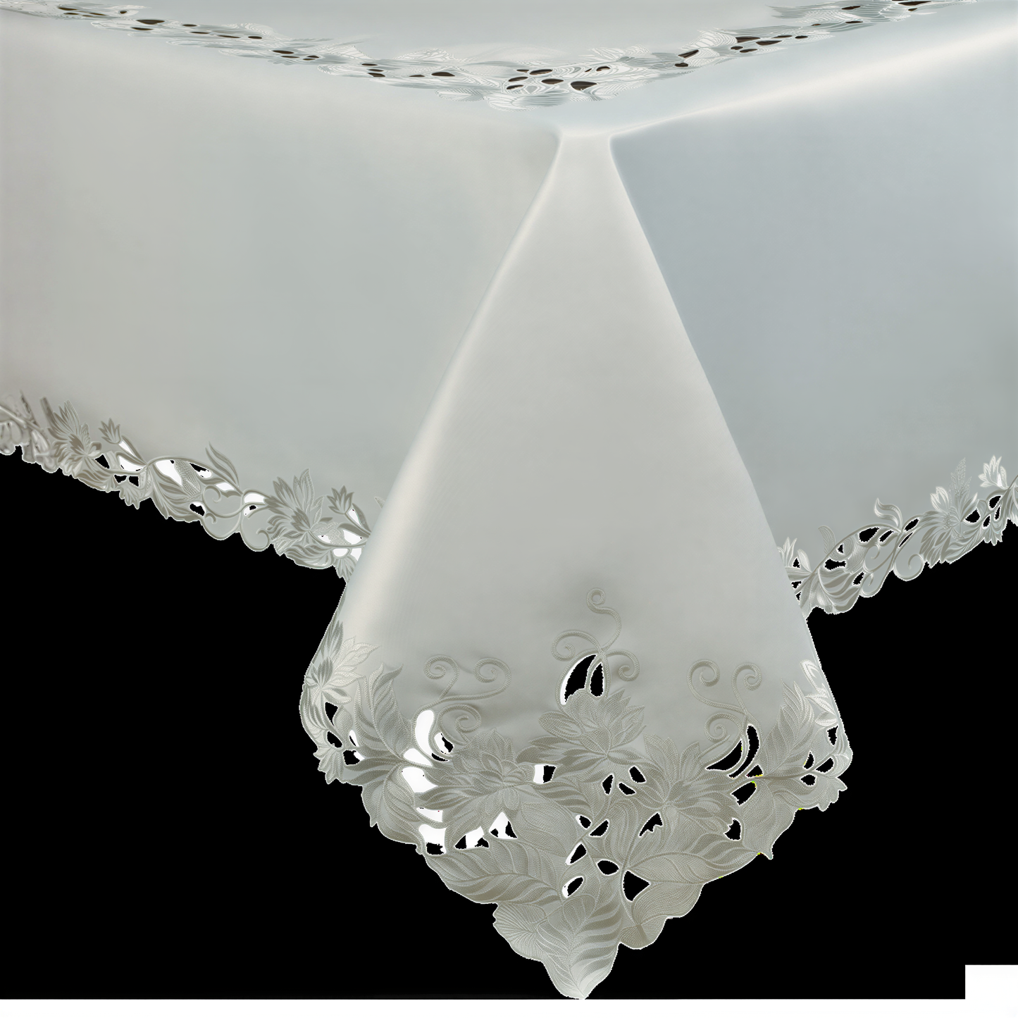 European Embroidered Table Topper – Rustic Gray Tablecloth for Dining Protection