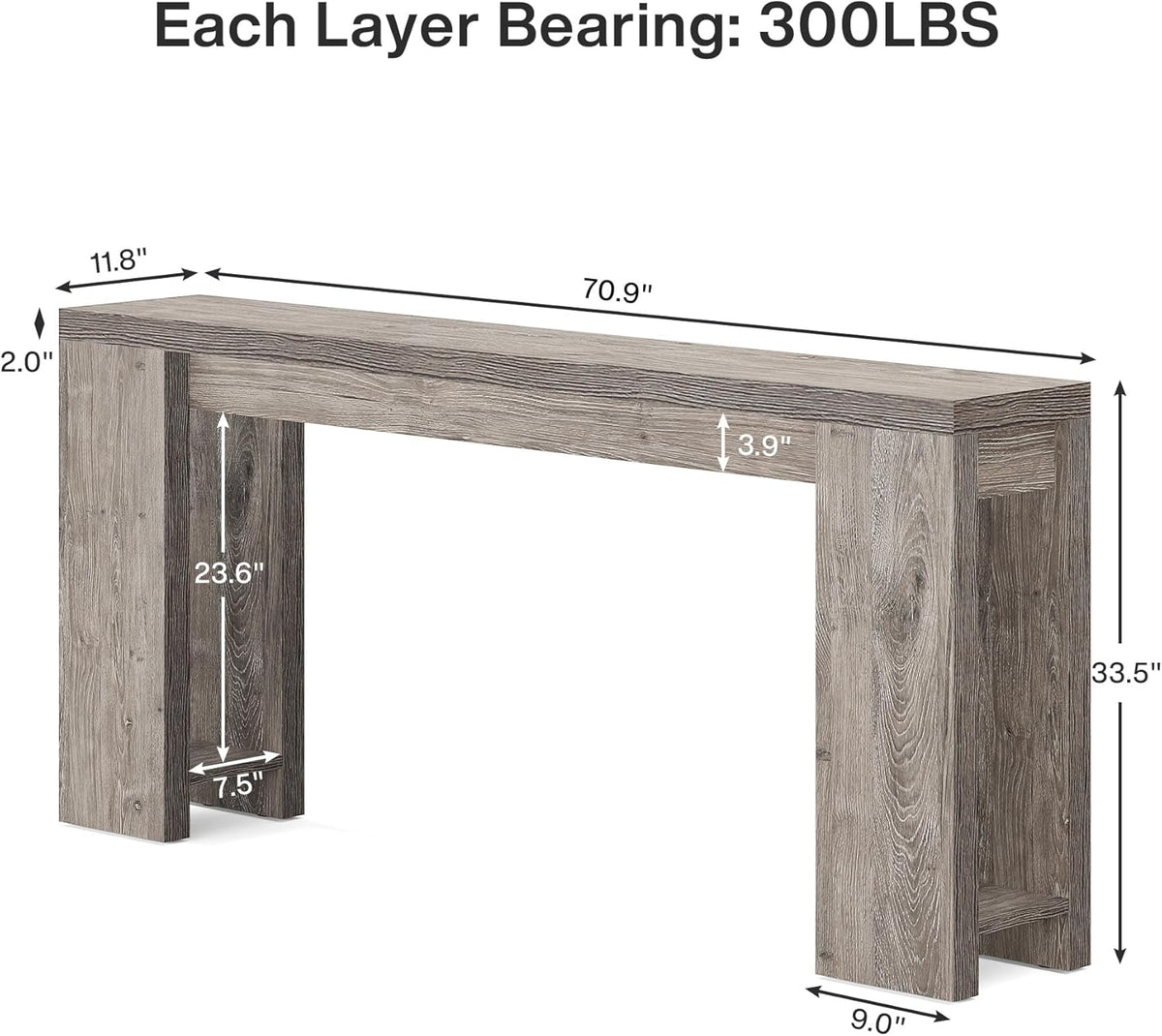 70.9" Extra Long Farmhouse Console Table