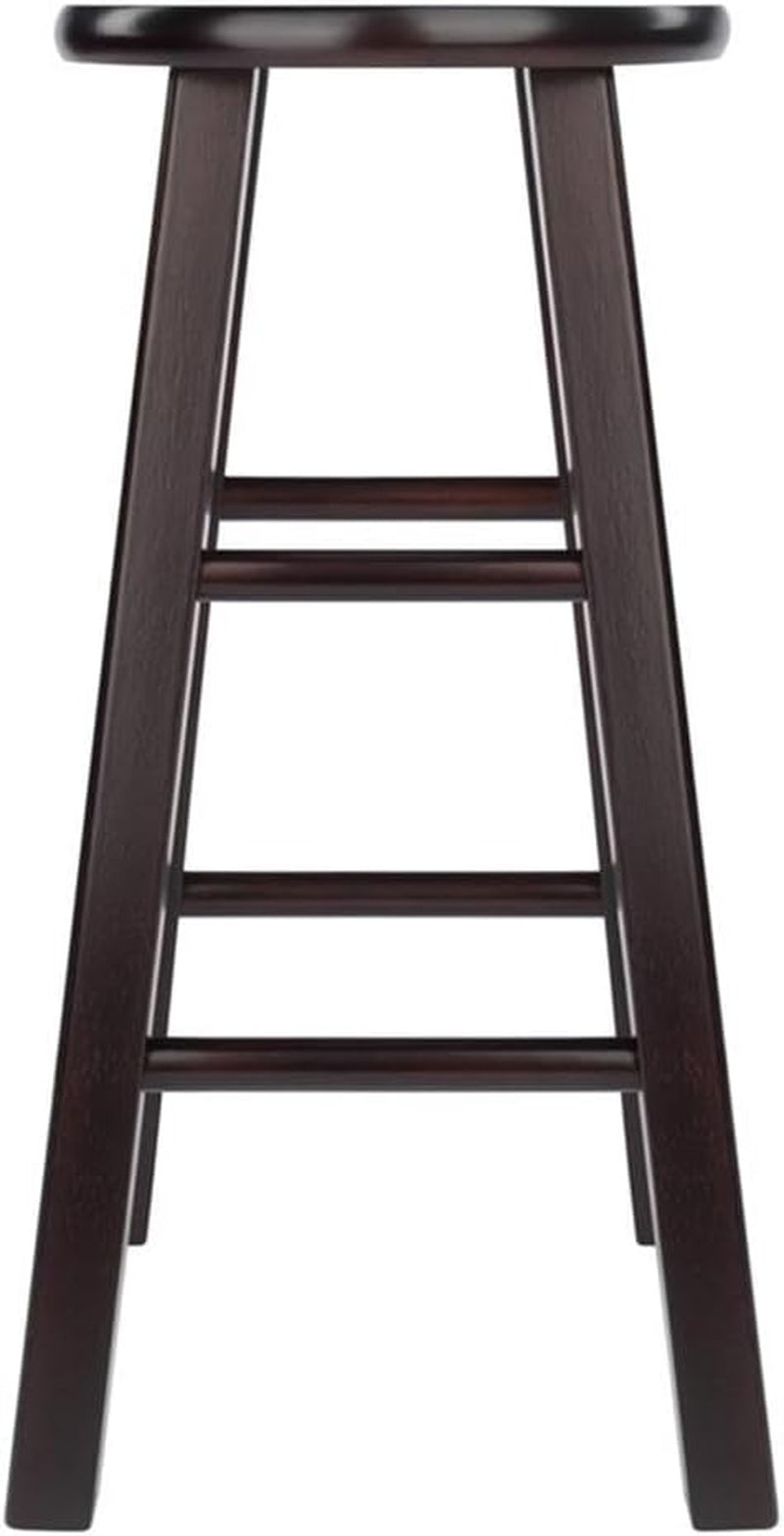 Espresso Counter Stool Set 2 Piece Solid Wood 24 Inch
