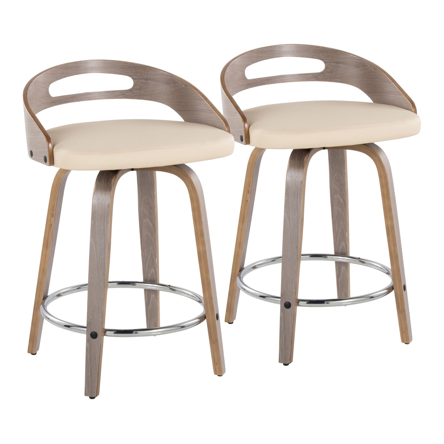 24" Mid-Century Modern Fixed-Height Counter Stool with Swivel in Light