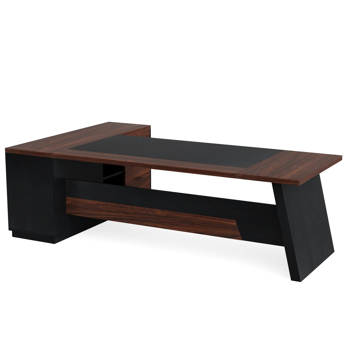 78.7" L-Shaped Executive Desk with File Cabinet & Drawers