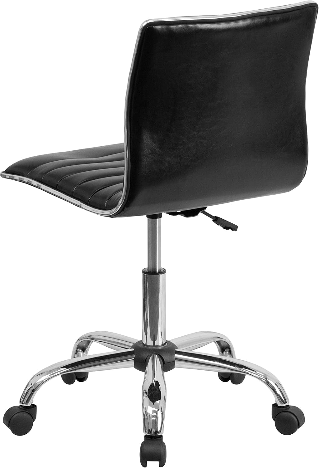 Alan Low Back Armless Black Ribbed Office Swivel Task Chair
