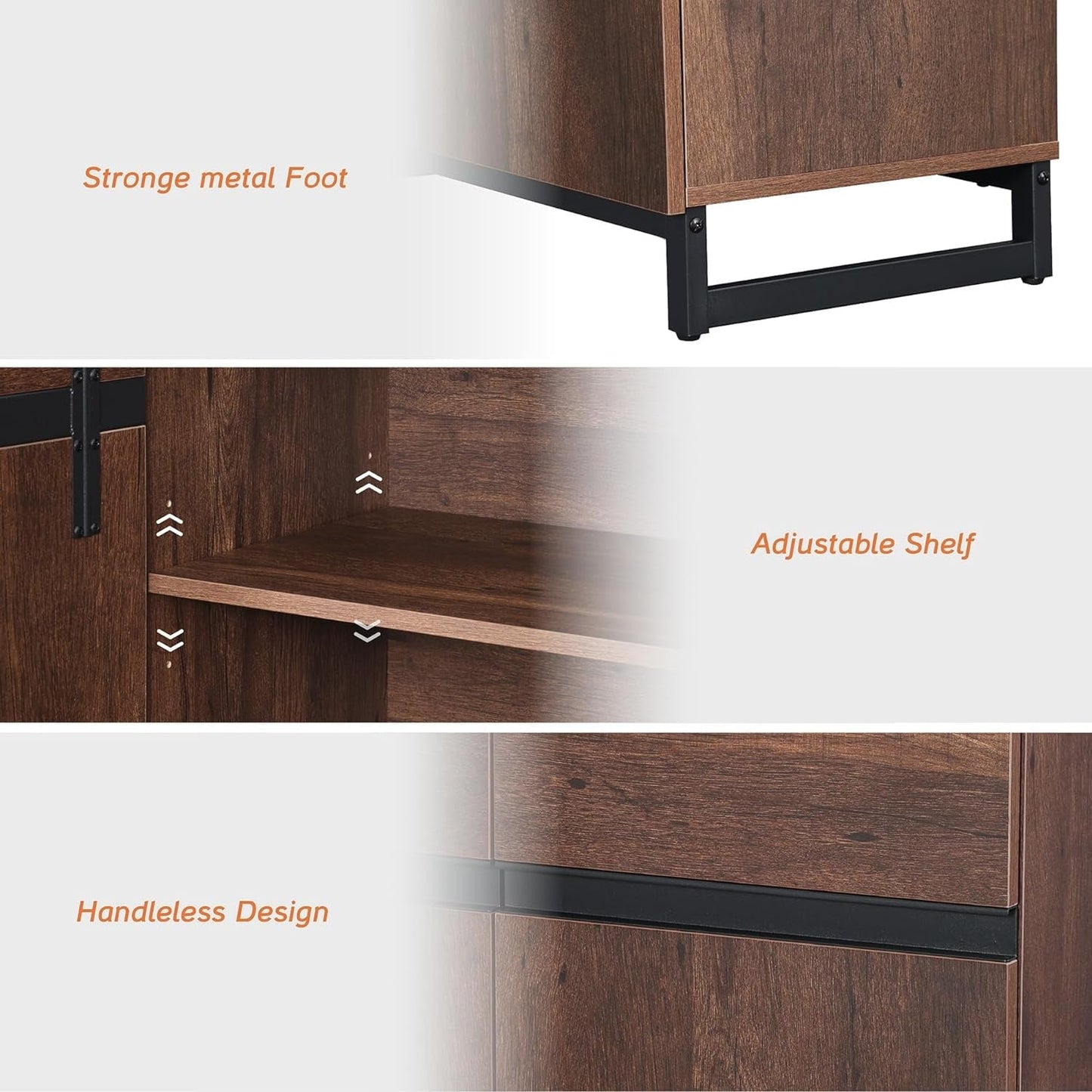 Brown 3 In 1 TV Stand For 100 Inch TV Adjustable Shelves Metal Base