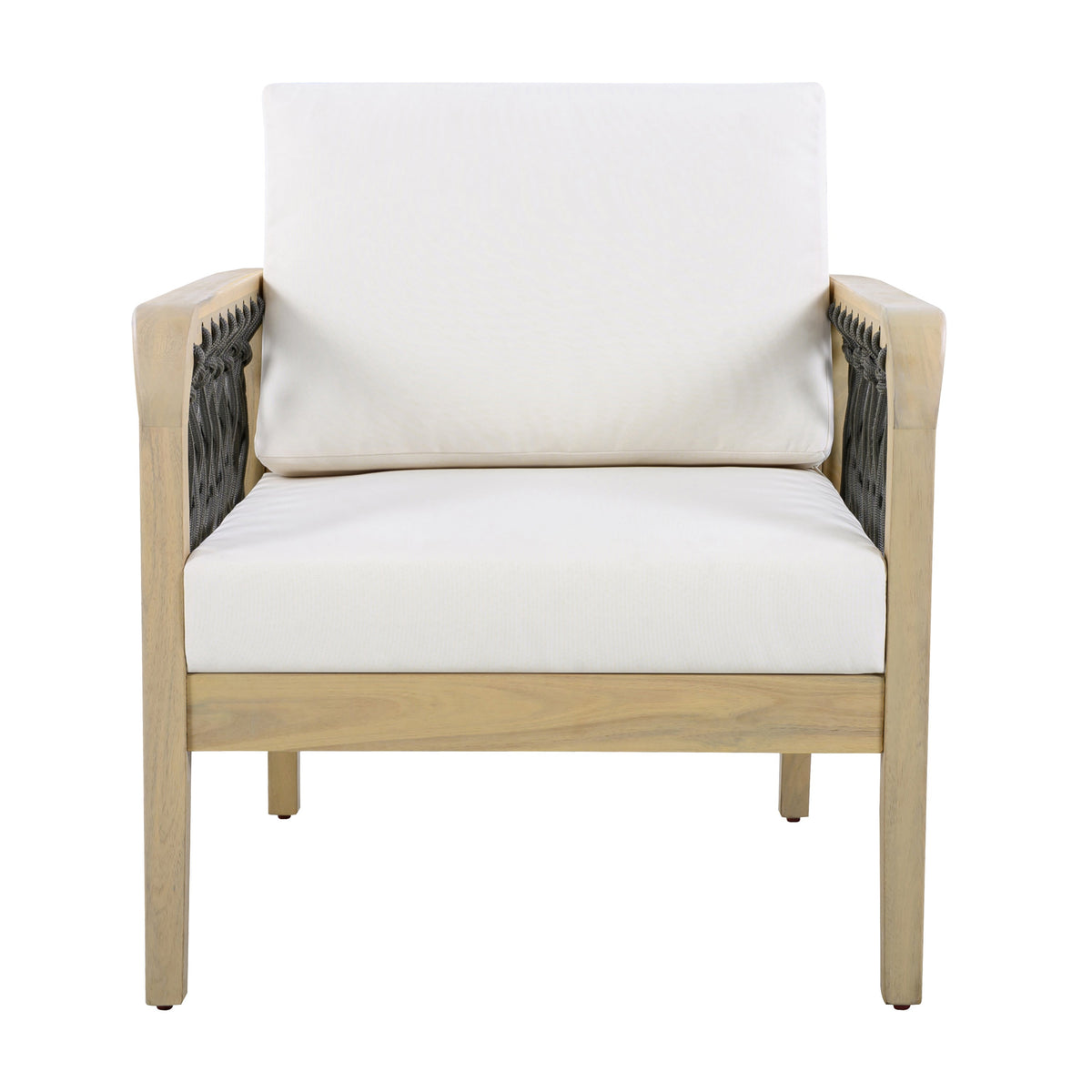 Outdoor Acacia Wood Club Chair with Handwoven Rope (Set of 2)