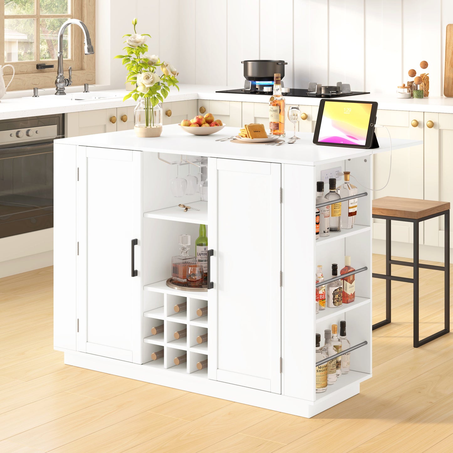 U-Style 47.2" Counter Height Table with Foldable Top