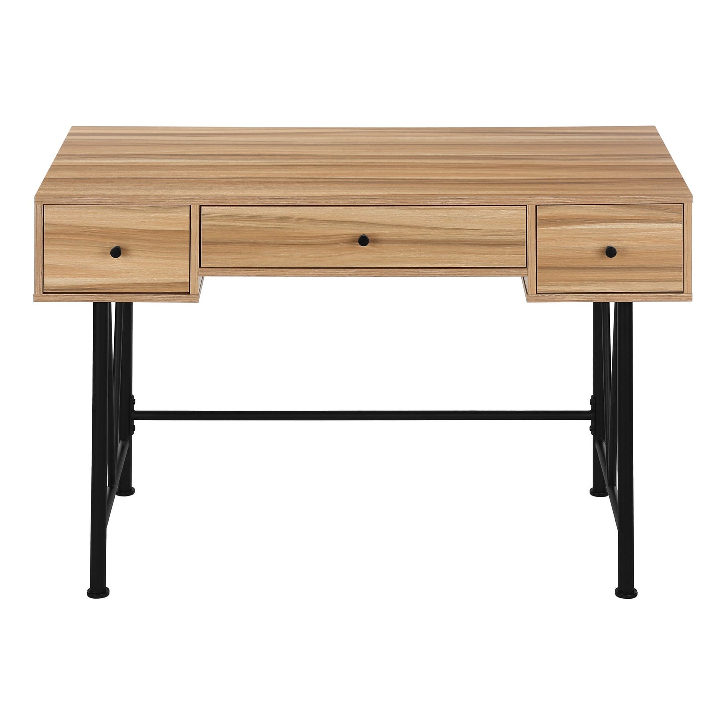 Computer Desk, Home Office, Laptop, Storage Drawers, 48'l, Work, Brown Laminate, Black Metal, Transitional