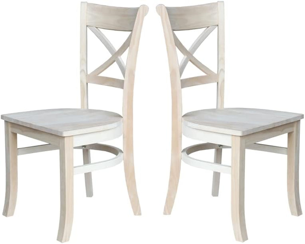 Set Of 2 35.8 In Parawood X Back Dining Chairs Unfinished