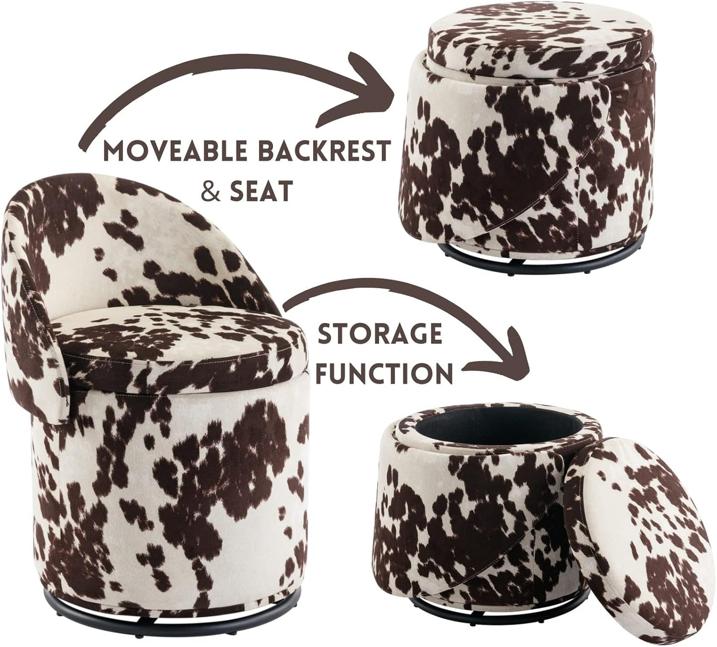 Velvet Upholstered Vanity Chair Storage Swivel