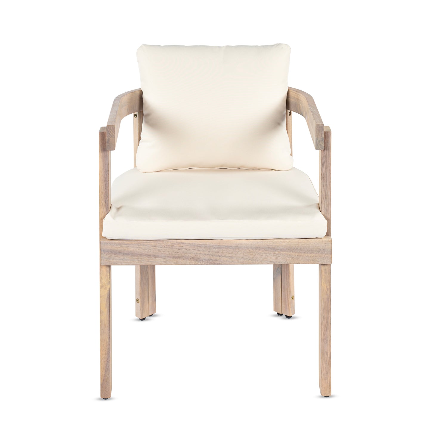 7 Pieces Acacia Wood Outdoor Dining Set with Cream Cushions