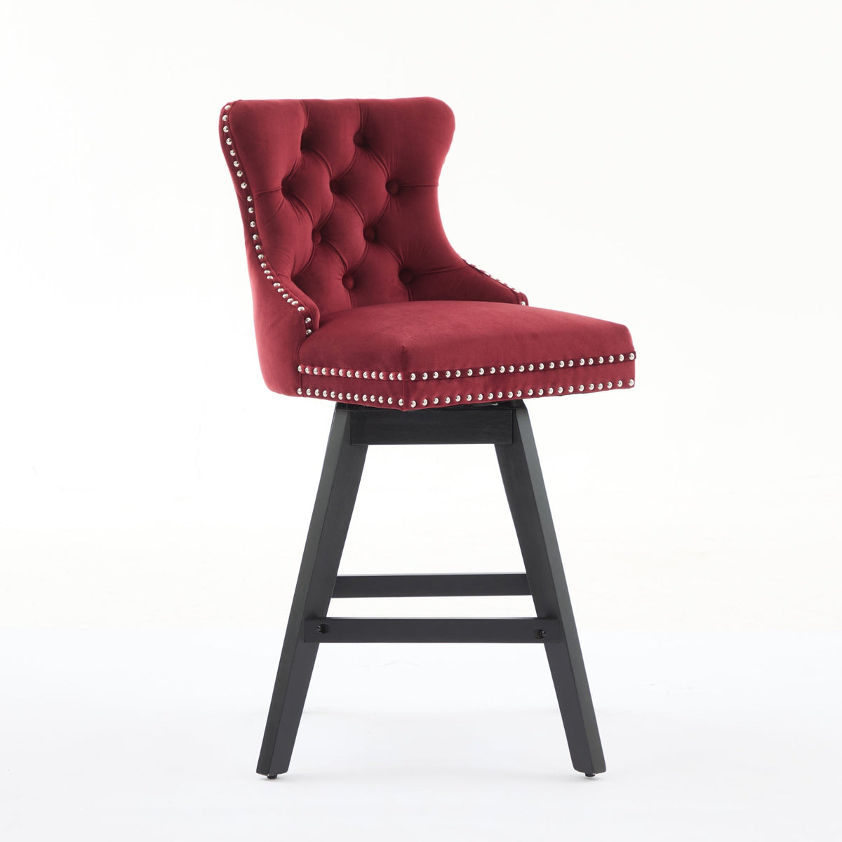 Swivel Velvet Barstools with Button Tufted Decoration