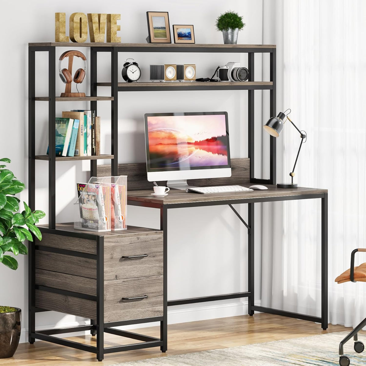 55 Inches Multifunctional Computer Desk