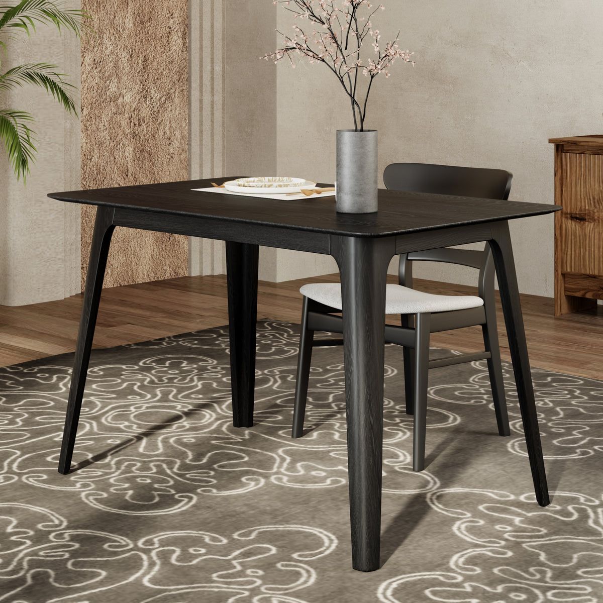 Mid-Century Modern Rubberwood Dining Table