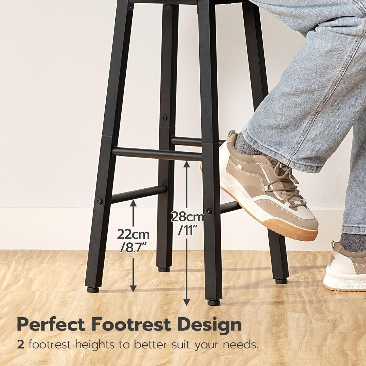 Bar Stools Set Of 2 24.8 Inch Rustic Brown Kitchen Island