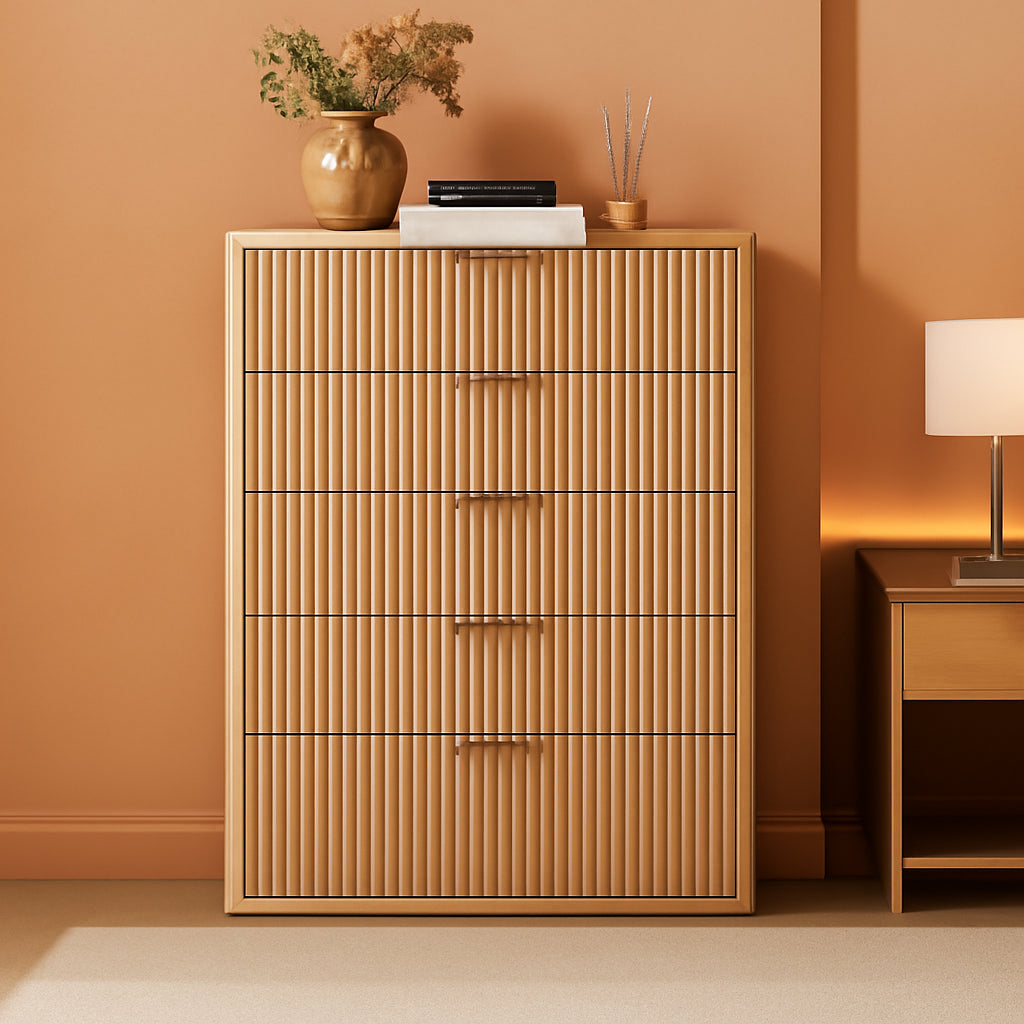 Distressed Fluted Dresser Featuring Six Drawers 42Inch