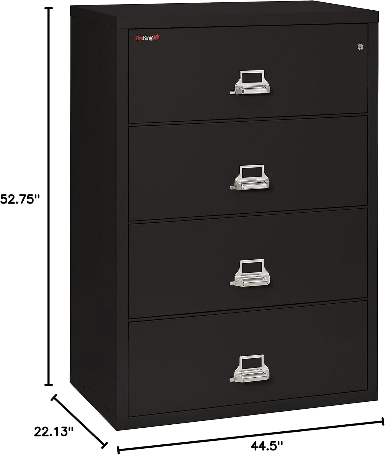 Lateral 4 Drawer Fire Safe File Cabinet With Key Lock Black